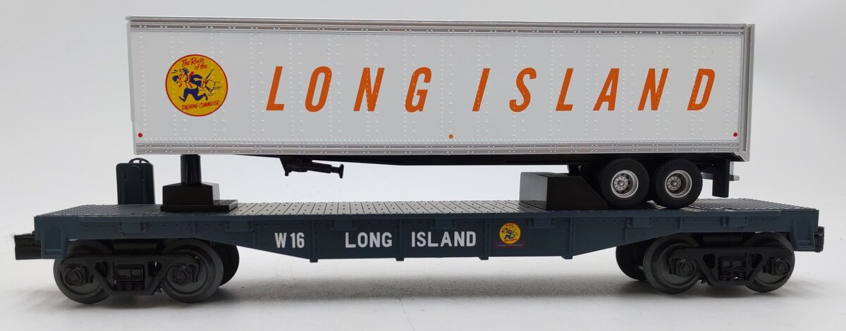 MTH 30-76656 O Gauge Long Island RailKing Flat Car with 40' Trailer LN/Box