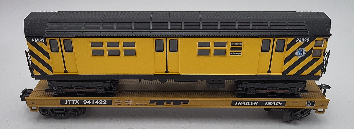 MTH 20-98365 O Gauge MTA Flatcar #941422 with R-17 Subway Car EX/Box