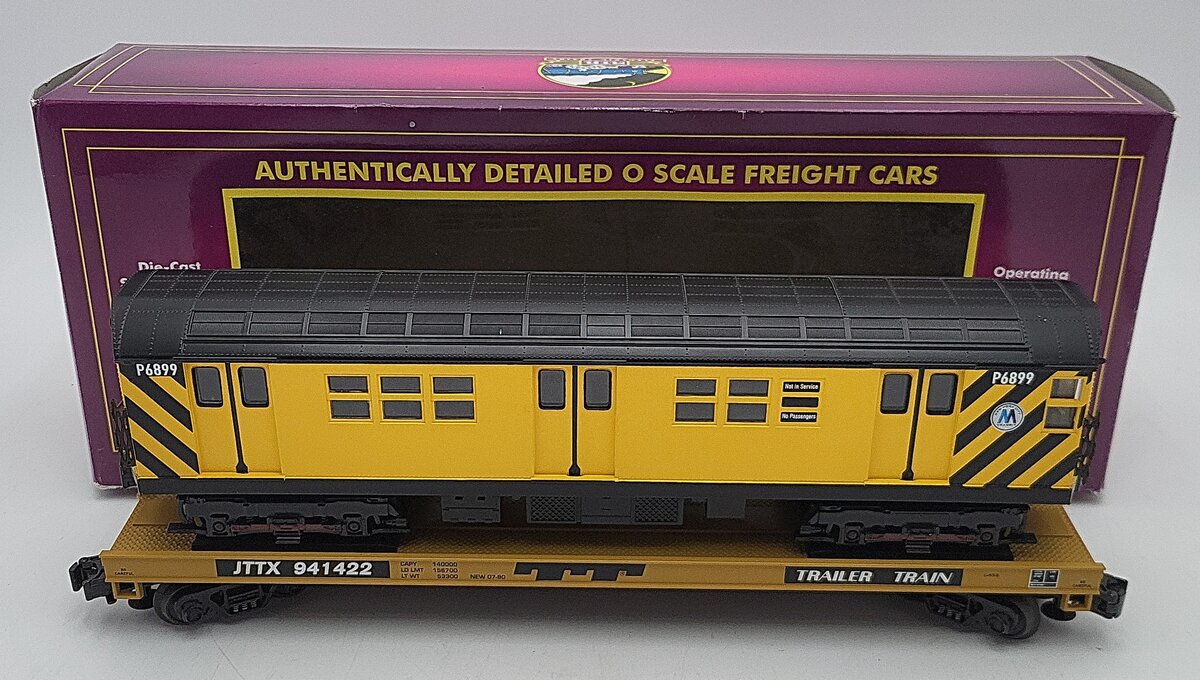 MTH 20-98365 O Gauge MTA Flatcar #941422 with R-17 Subway Car EX/Box