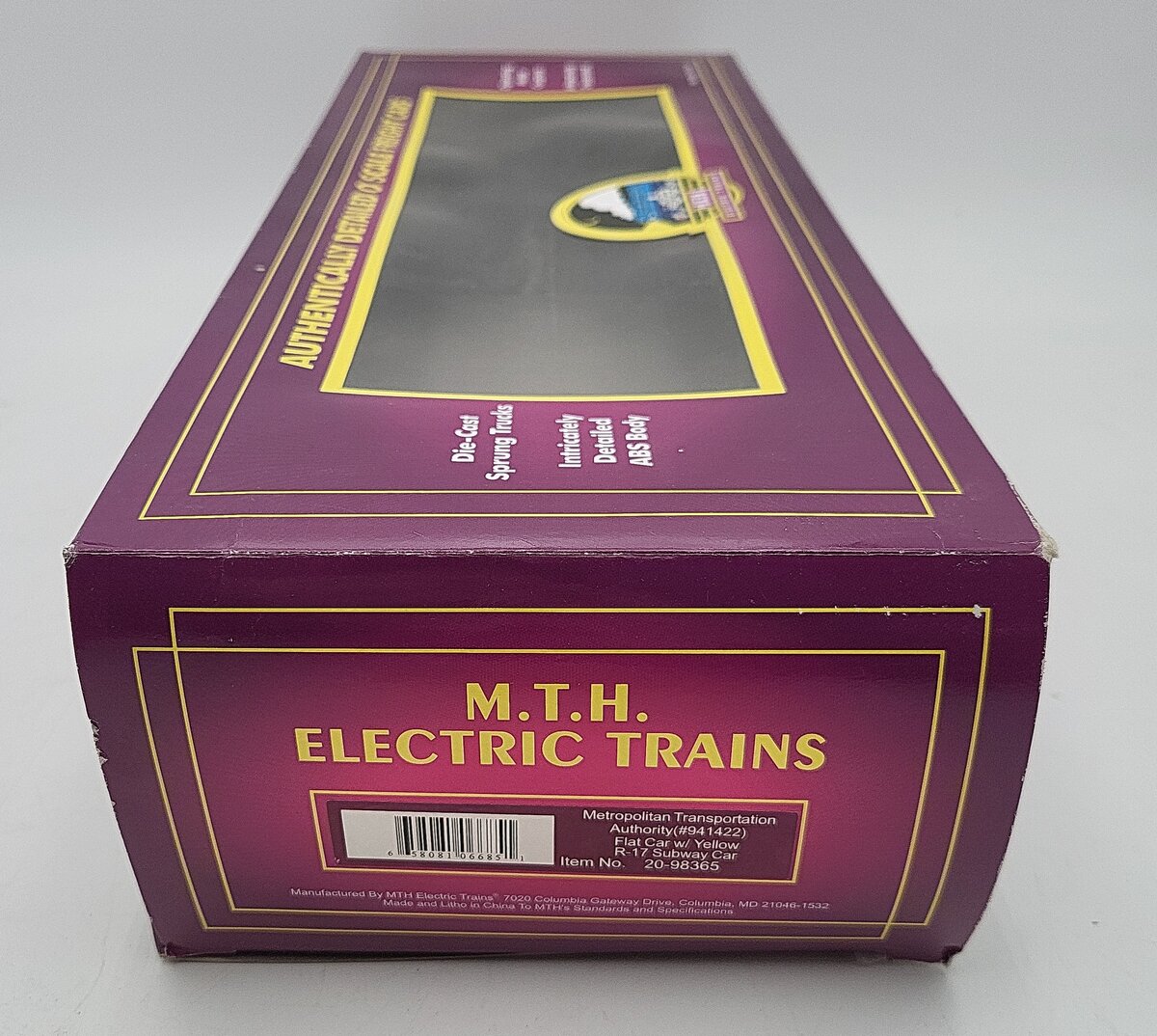 MTH 20-98365 O Gauge MTA Flatcar #941422 with R-17 Subway Car EX/Box