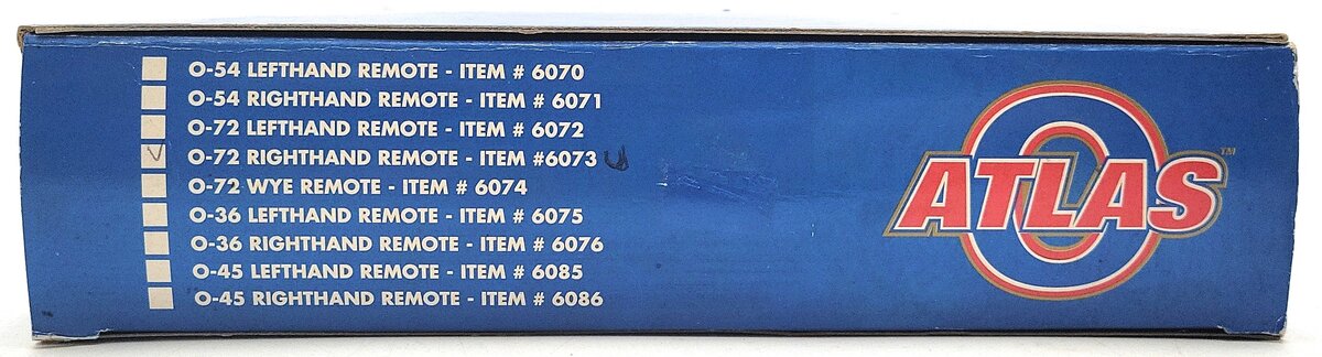 Atlas 6073 O Nickel Silver O-72 Right Hand Remote Switch Turnout EX/Box
