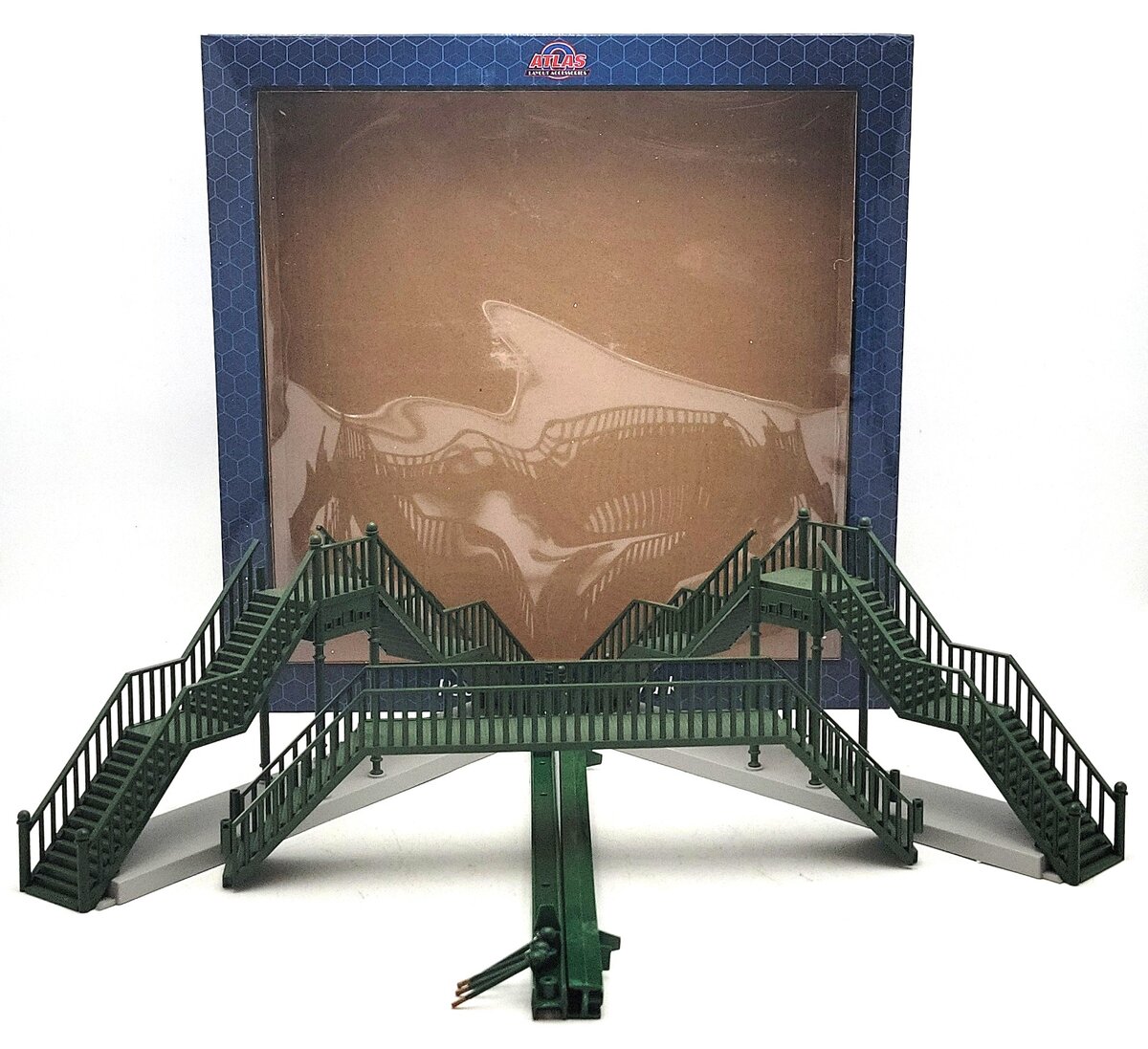 Atlas 669182 O Green Double Track Pedestrian Crosswalk Bridge LN/Box
