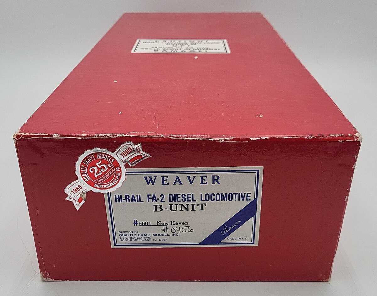 Weaver 6601 O New Haven FA-2 Powered B-Unit Diesel Locomotive #0456 EX/Box