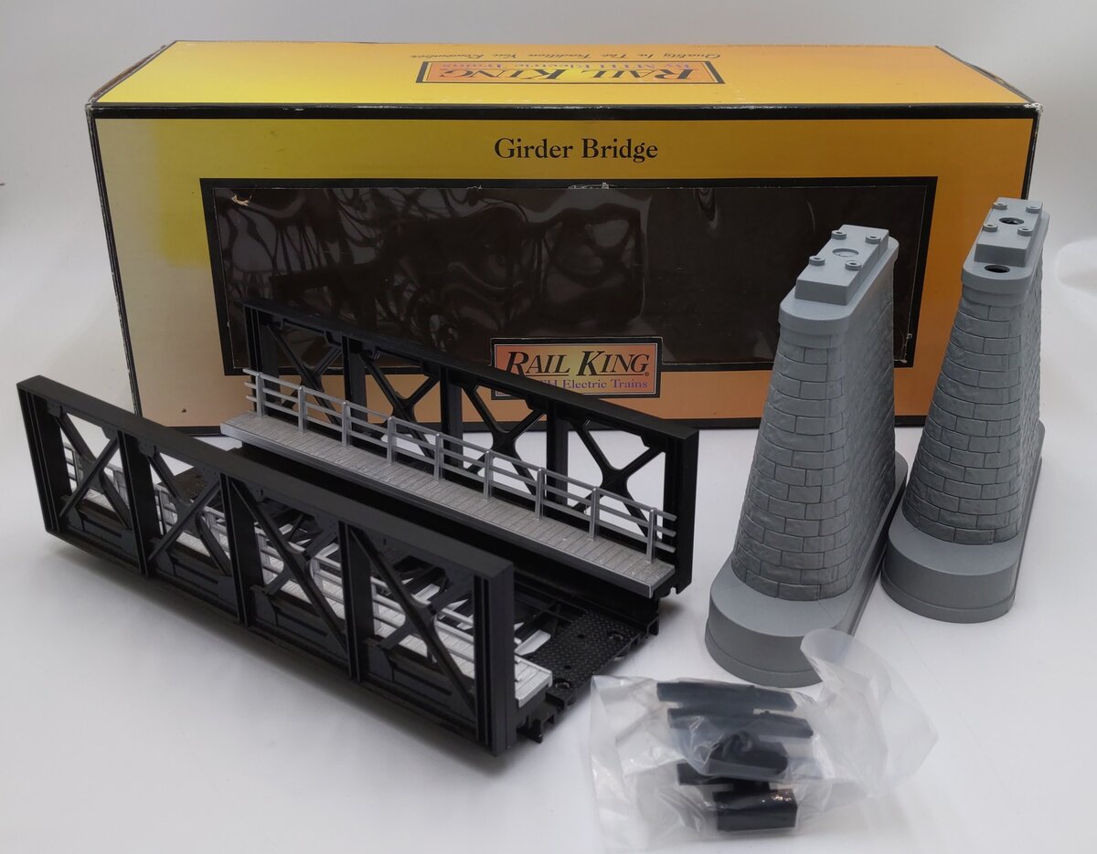 MTH 40-1106 O Scale Black Girder Bridge & Stone Pillars LN/Box