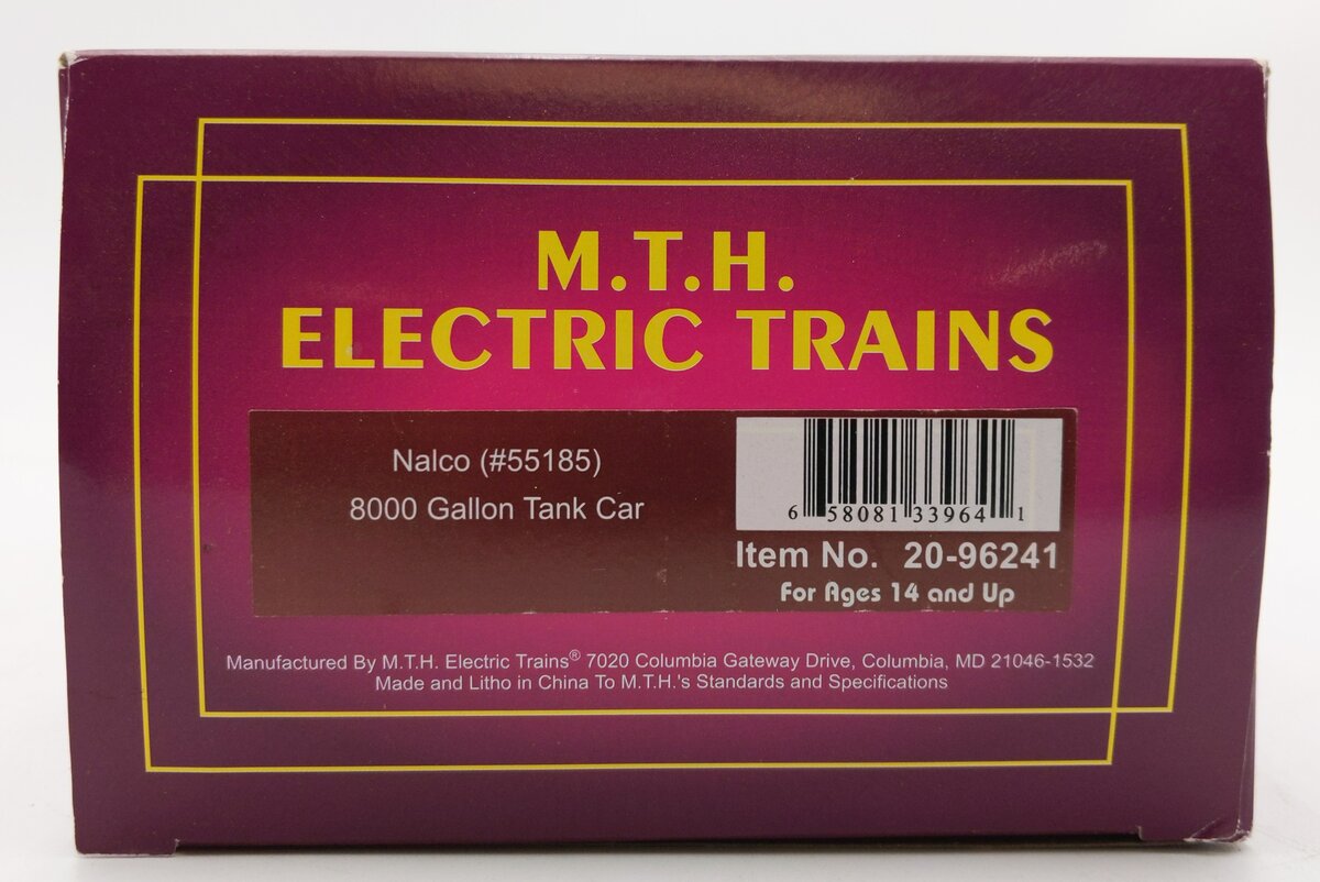 MTH 20-96241 O Scale Nalco 8000 Gallon Tank Car #55185 LN/Box