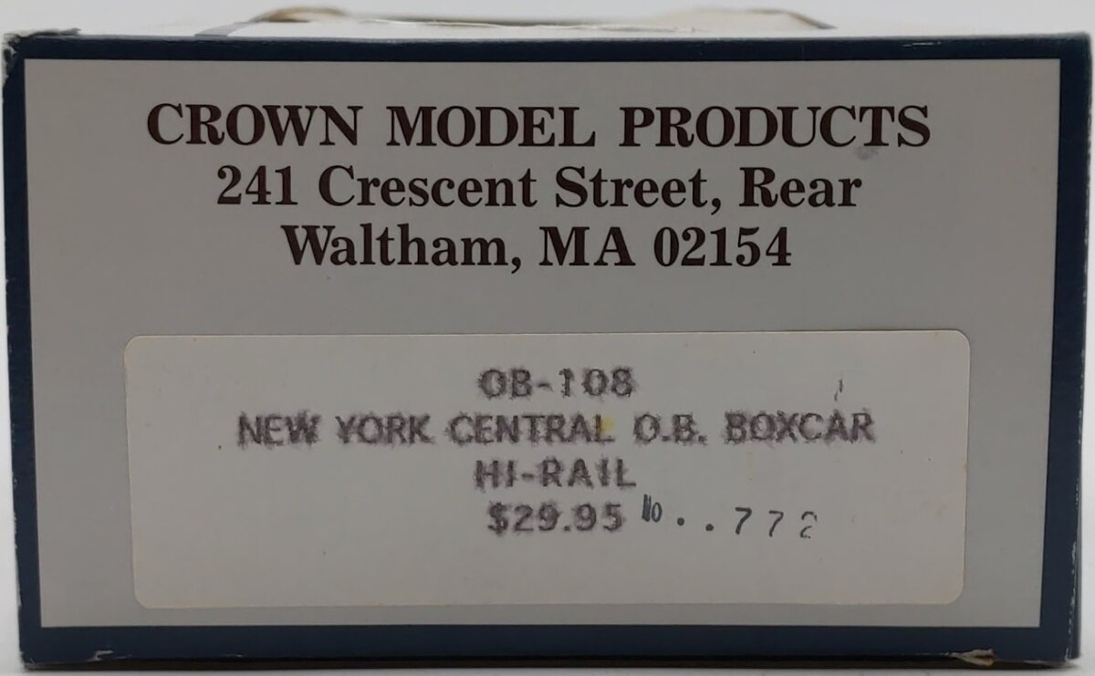Crown OB-108 O Gauge New York Central Outside Braced Boxcar #277772 LN/Box