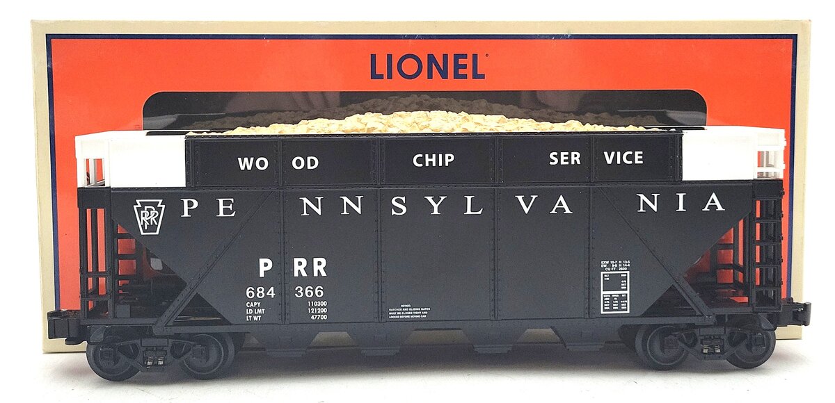 Lionel 6-84366 O Gauge Pennsylvania Railroad Woodchip Hopper #684366 LN/Box