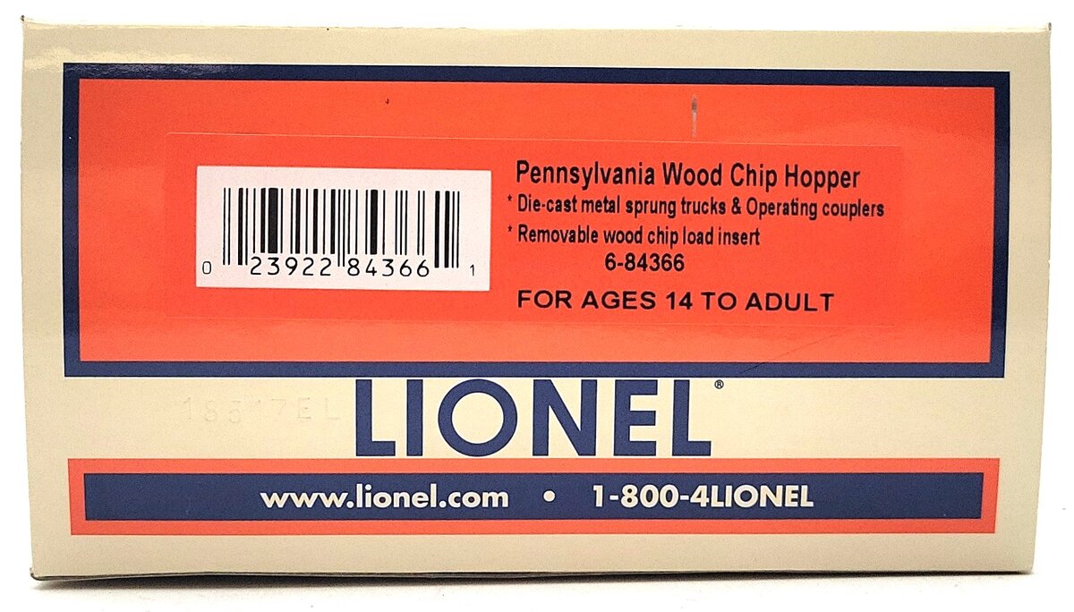 Lionel 6-84366 O Gauge Pennsylvania Railroad Woodchip Hopper #684366 LN/Box