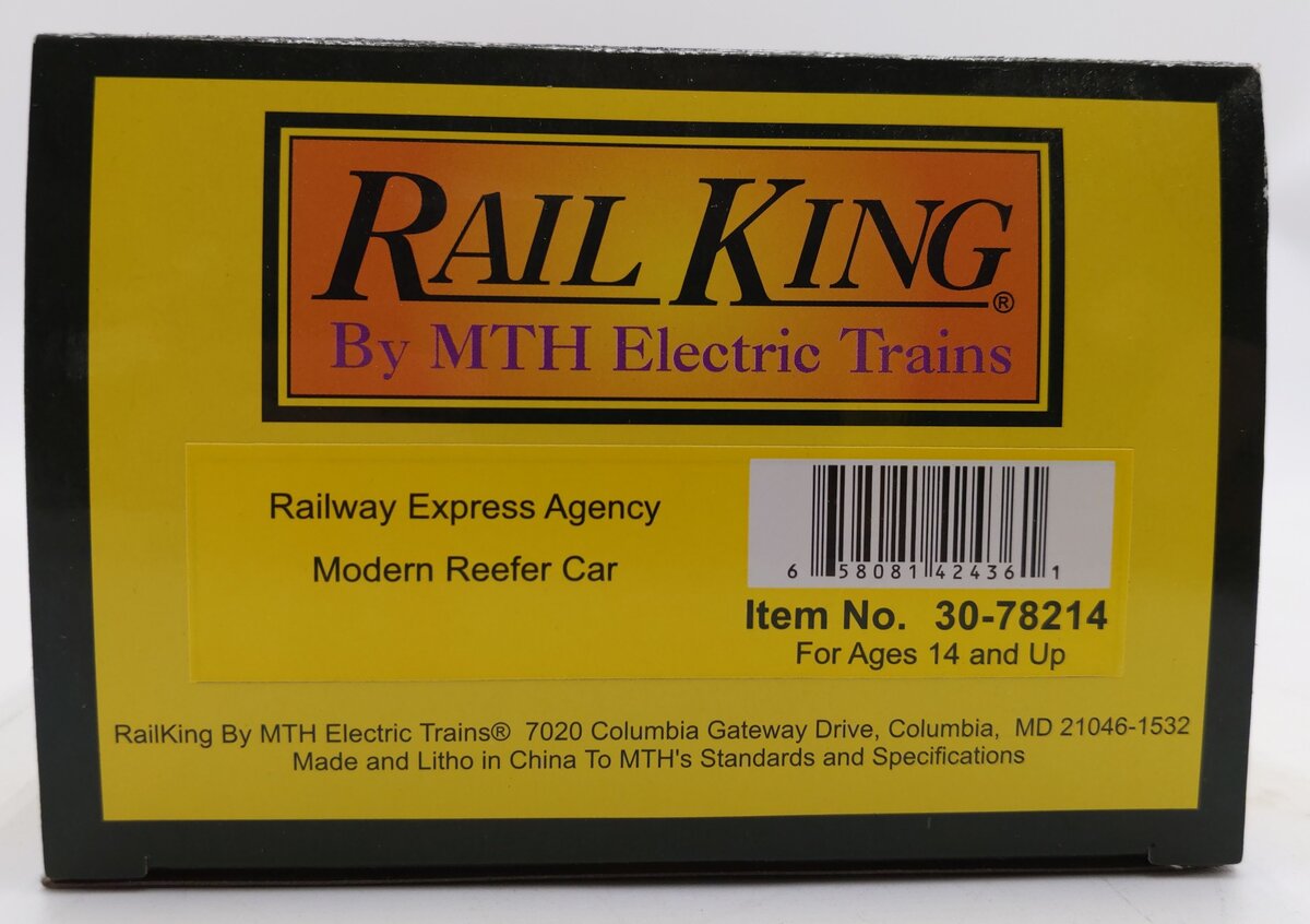 MTH 30-78214 O Railway Express Agency RailKing Modern Reefer Car #6758 LN/Box
