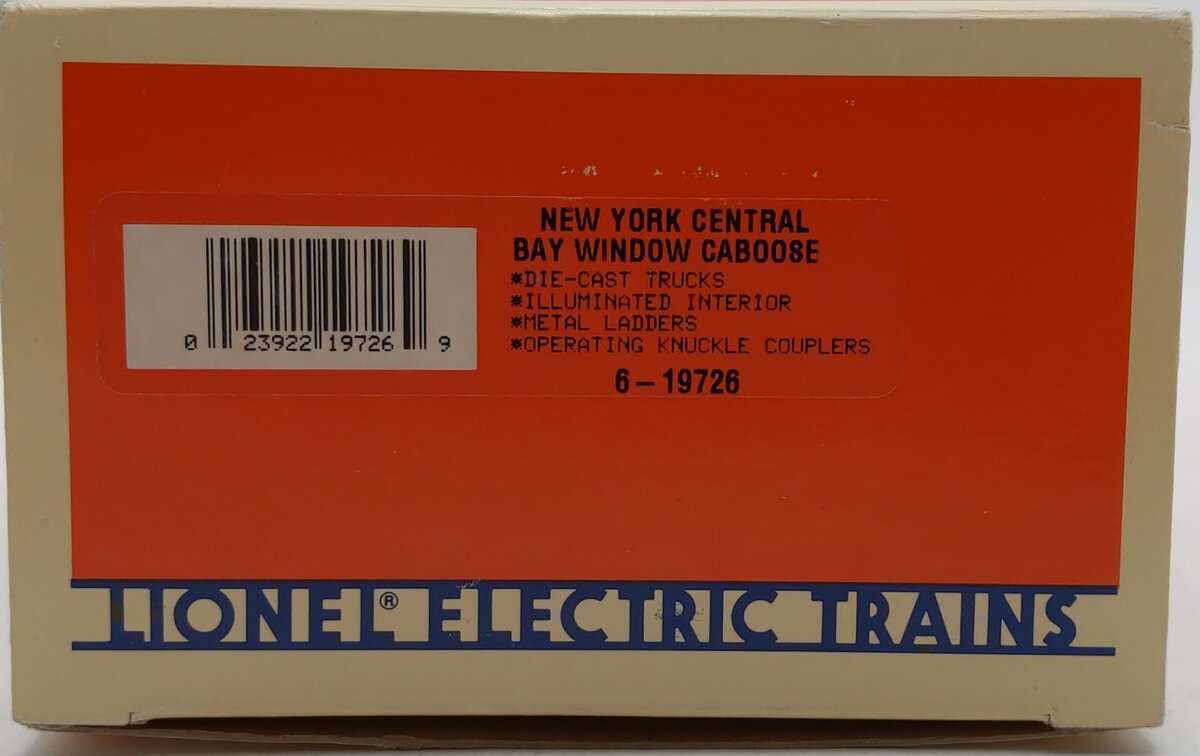 Lionel 6-19726 O Gauge New York Central Bay Window Caboose #19726 VG/Box