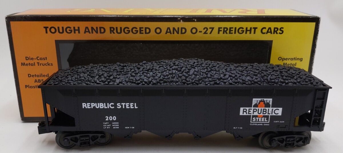 MTH 30-75388 O Republic Steel 4-Bay Hopper Car LN/Box
