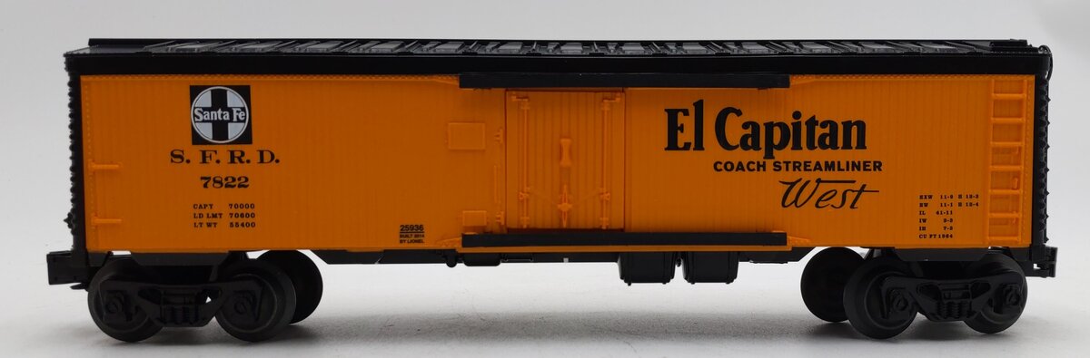 Lionel 6-25936 O Atchison, Topeka & Santa Fe Wood Sided Reefer #7822 EX/Box