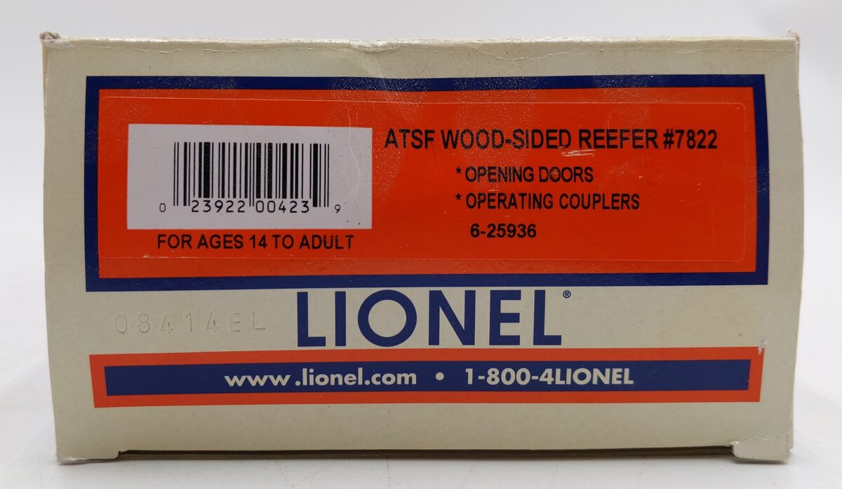 Lionel 6-25936 O Atchison, Topeka & Santa Fe Wood Sided Reefer #7822 EX/Box