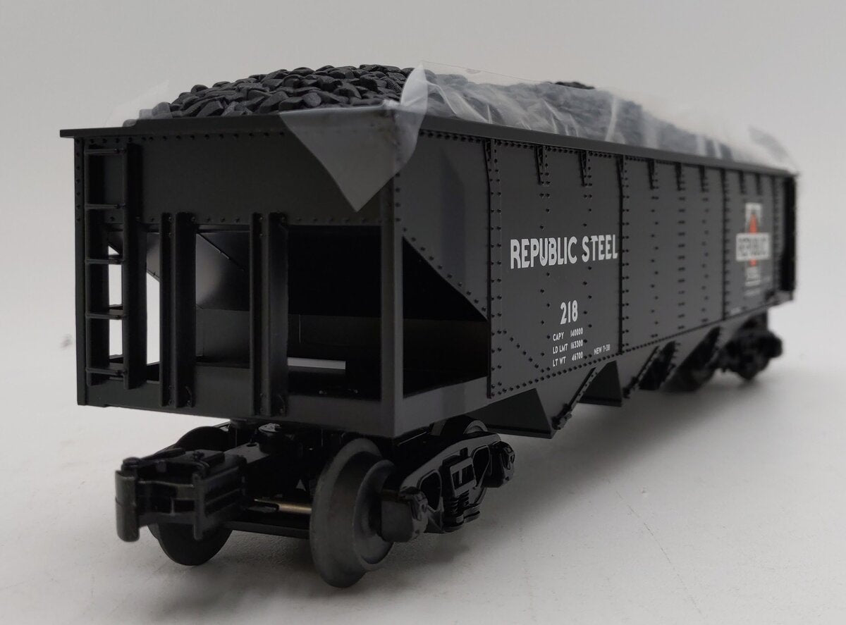 MTH 30-75601 O Republic Steel 4-Bay Hopper Car w/ Coal Load #218 LN/Box