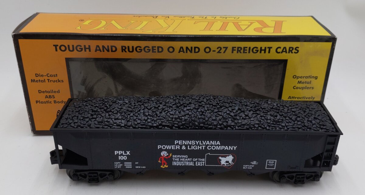 MTH 30-75386 O Pennsylvania Power & Light 4-Bay Hopper Car #100 LN/Box