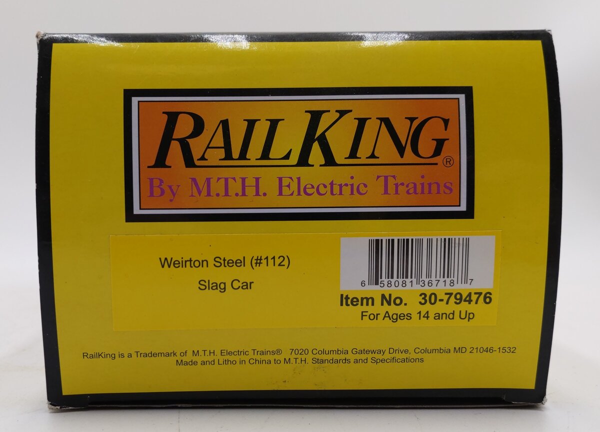 MTH 30-79476 O Gauge Weirton Steel Slag Car #112 EX/Box