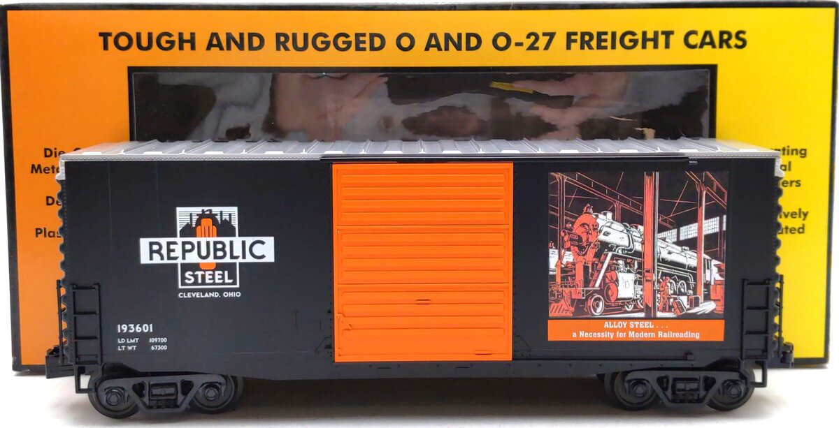 MTH 30-74690 Republic Steel 40' High Cube Box Car LN/Box
