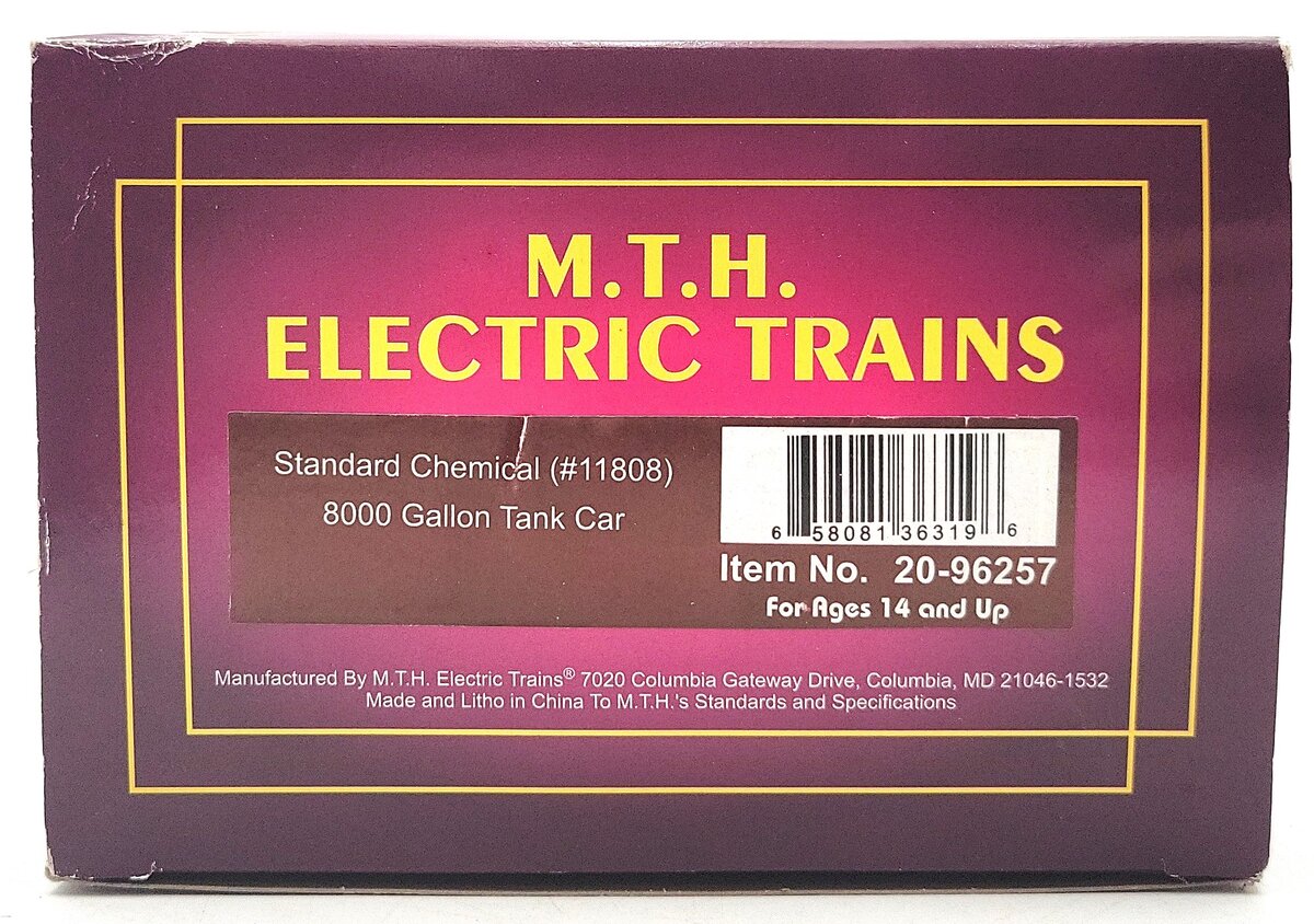 MTH 20-96257 O Standard Chemical 8,000 Gallon Tank LN/Box