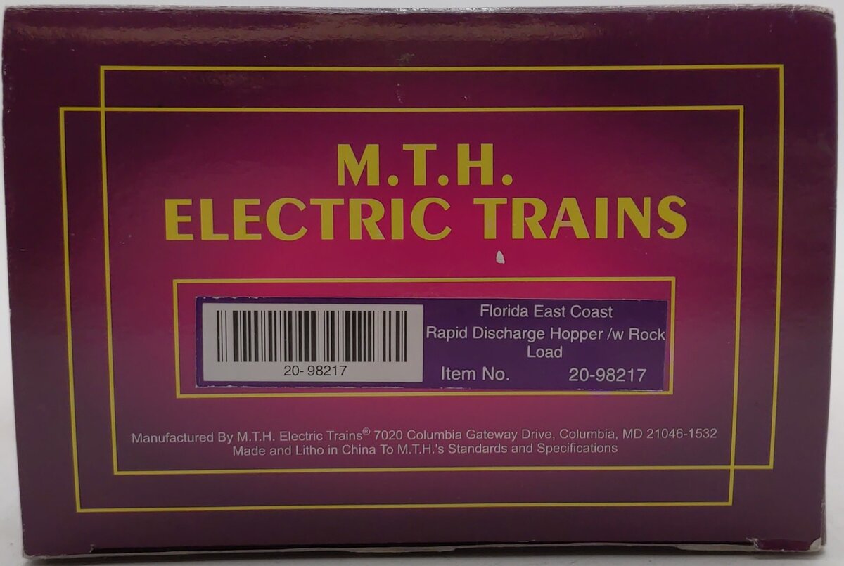 MTH 20-98217 O Florida East Coast Rapid Discharge Hopper w/Rock Load #13002 LN/Box