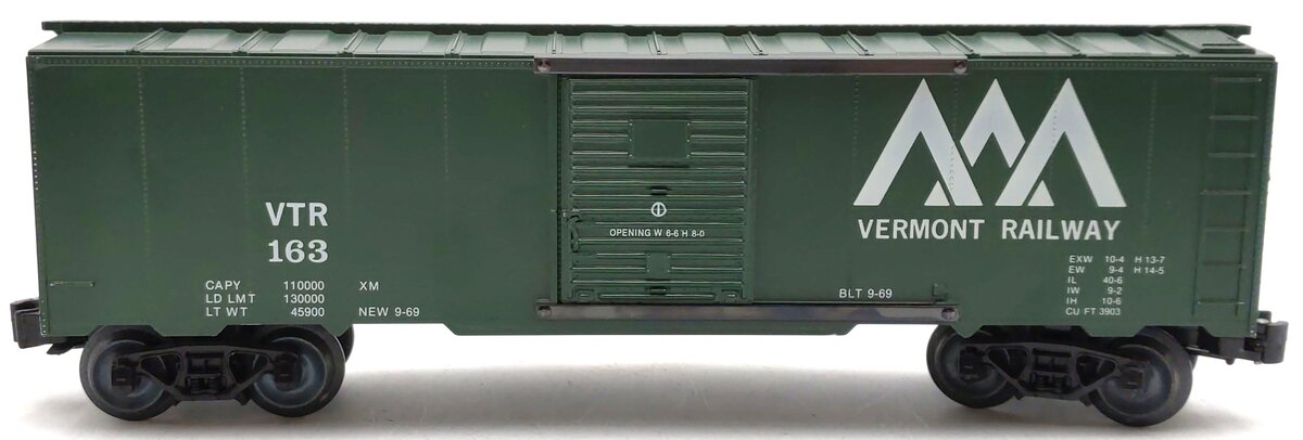 KMT 92 O Gauge Vermont Boxcar #163 VG/Box