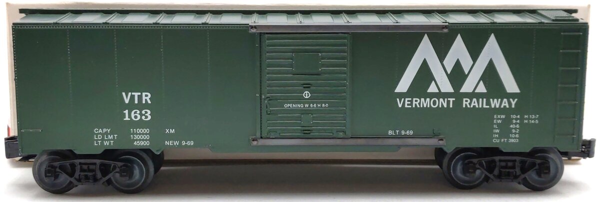 KMT 92 O Gauge Vermont Boxcar #163 VG/Box