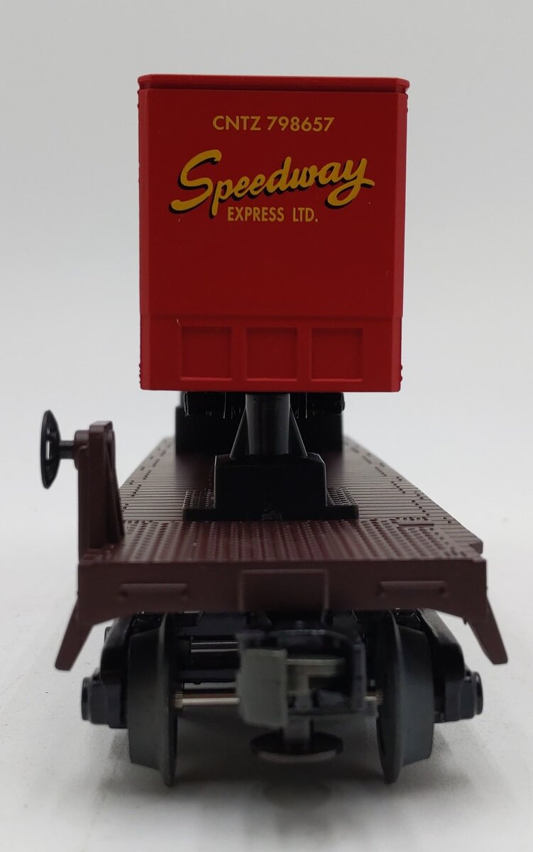 MTH 30-7678 O Speedway Flatcar w/ 40' Trailer #301308 LN/Box