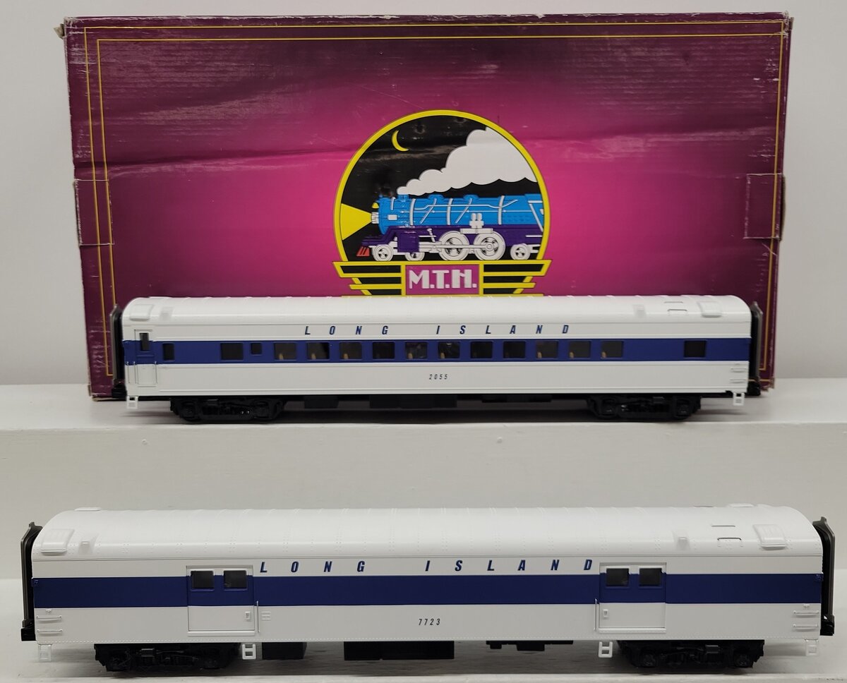 MTH 20-69201 O LI 70' Streamlined Baggage/Coach Passenger Car Set (Set of 2) EX/Box