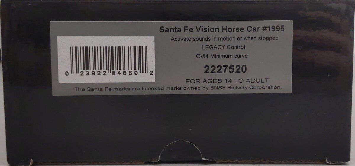Lionel 2227520 Santa Fe Vision Horse Car #1995 LN/Box