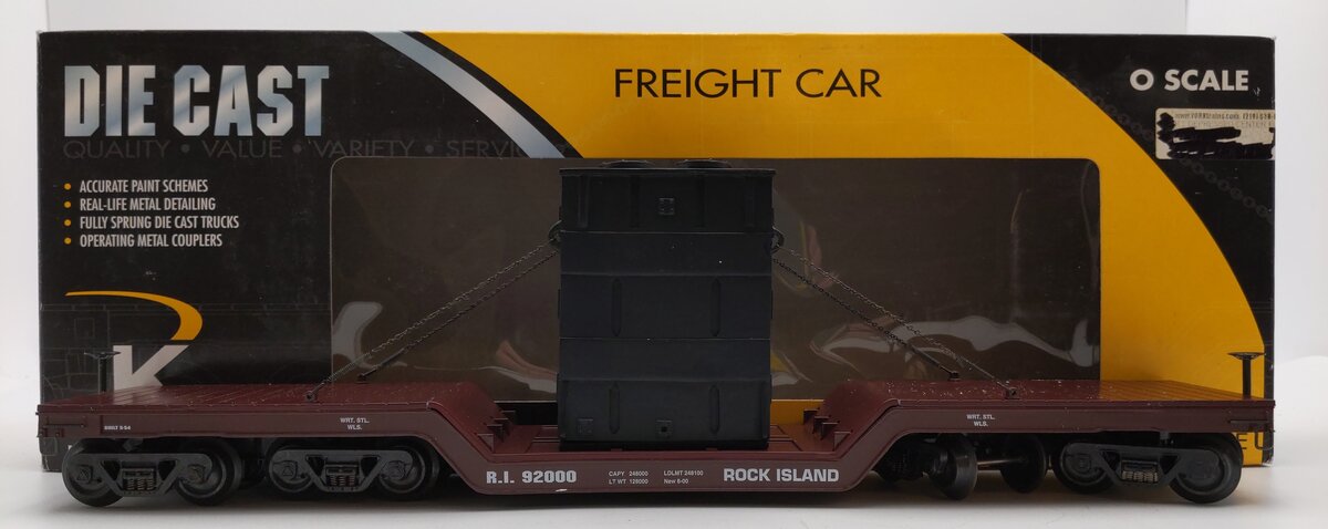 K-Line K692-1391 O Gauge Rock Island Center Flat Car with Transformer #92000 LN/Box