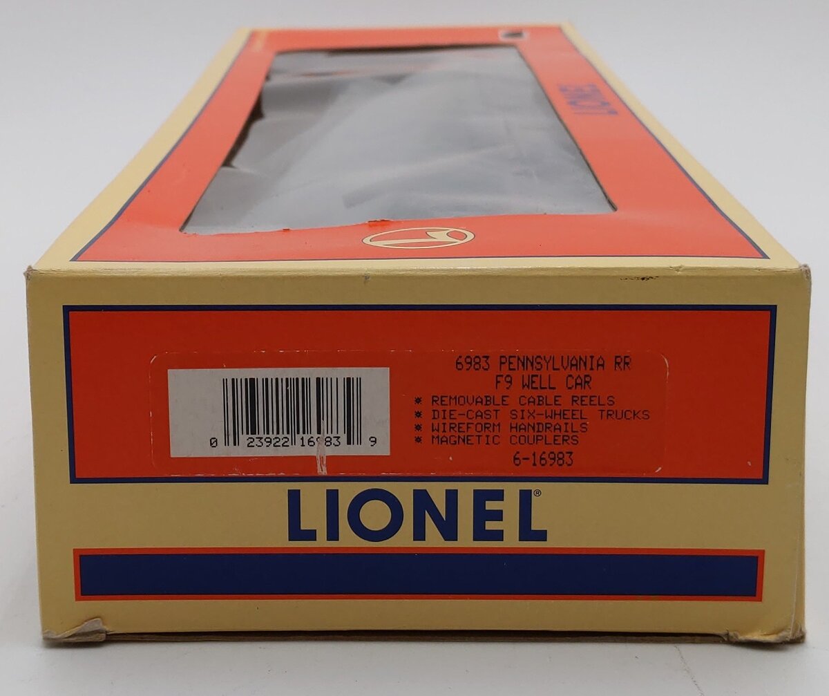 Lionel 6-16983 O Gauge Pennsylvania F-9 Well Car w/Cable Reels #16983 VG/Box