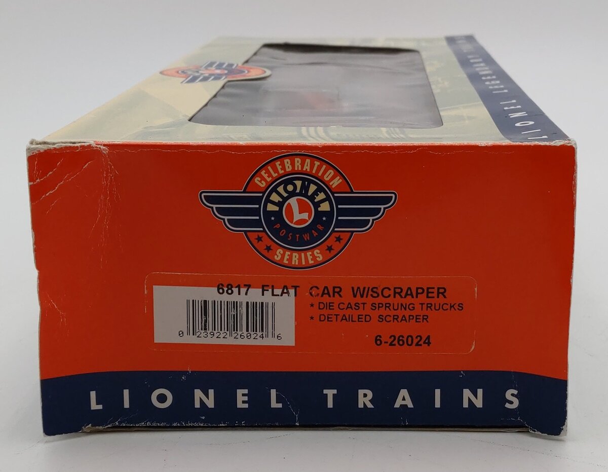 Lionel 6-26024 O Gauge Postwar Celebration Series 6817 Lionel Flatcar W/ Scraper LN/Box