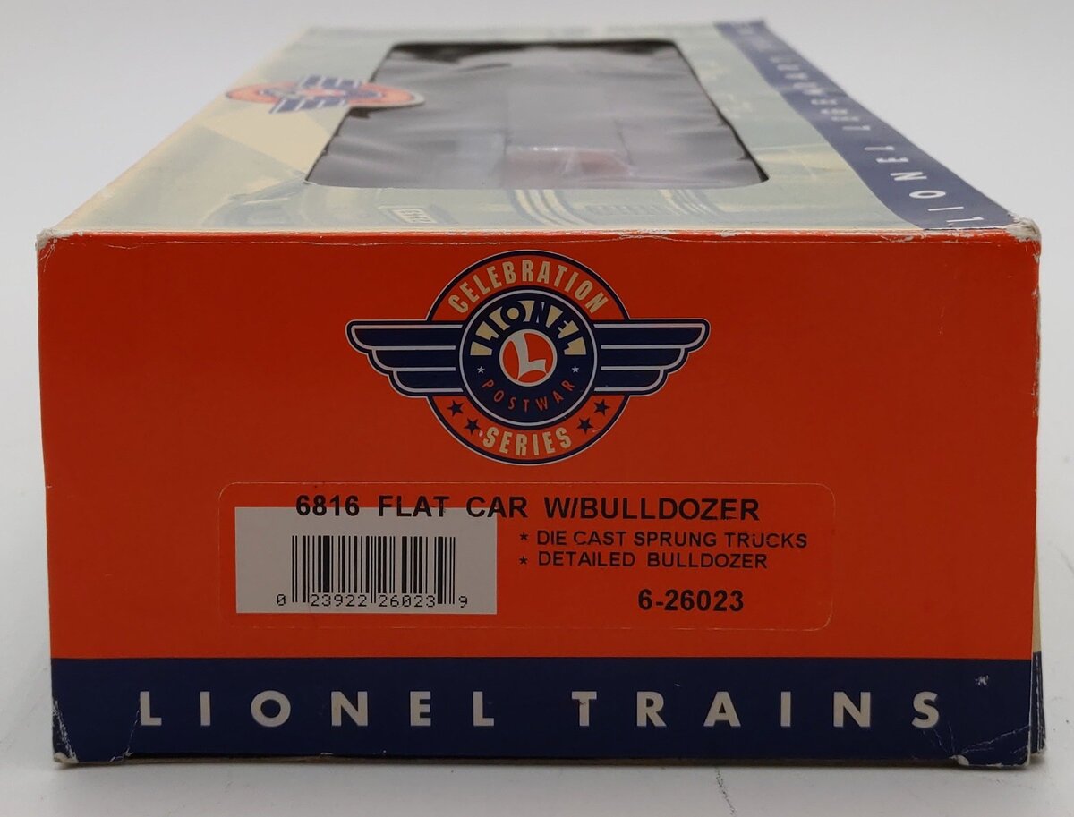 Lionel 6-26023 O Gauge PWC 6816 Flatcar w/ Bulldozer LN/Box