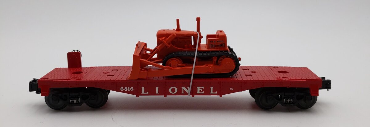 Lionel 6-26023 O Gauge PWC 6816 Flatcar w/ Bulldozer LN/Box