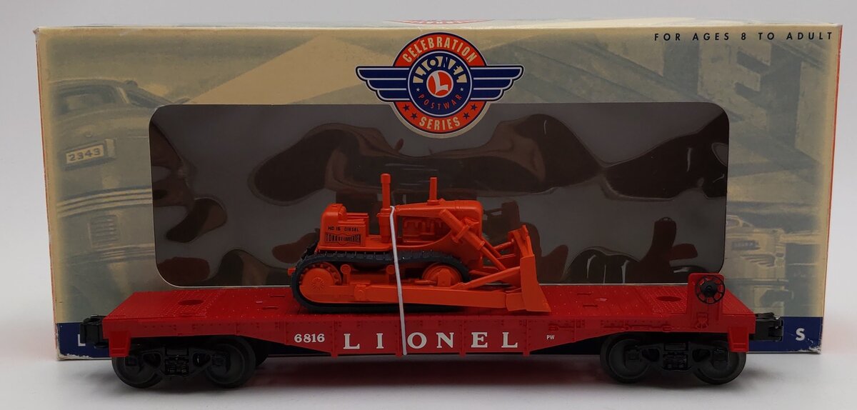 Lionel 6-26023 O Gauge PWC 6816 Flatcar w/ Bulldozer LN/Box