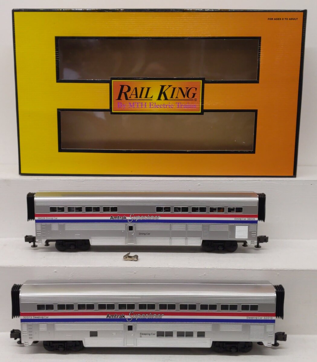 MTH 30-6501 O Gauge Amtrak SuperLiner Sleeper/Diner 2-Car Set EX/Box