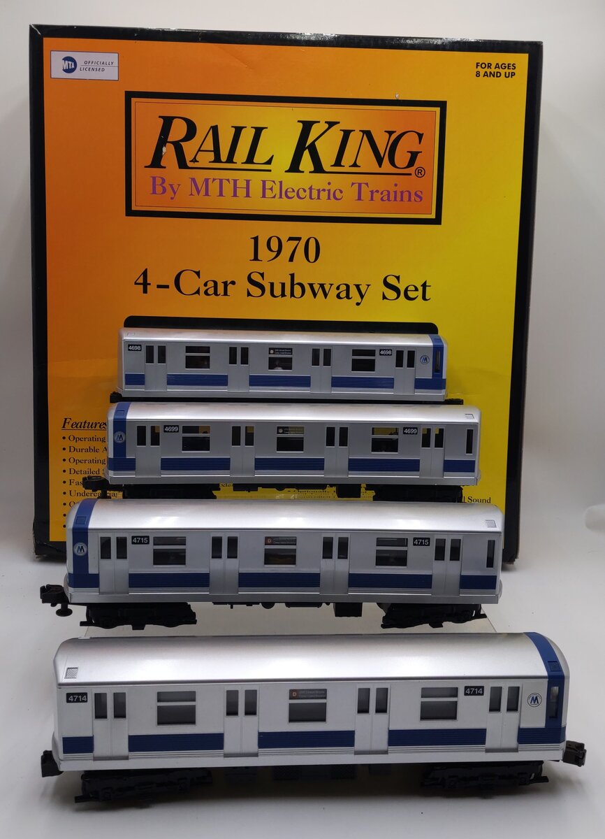 MTH 30-2122-1 O Gauge MTA New York City R-42 Subway Car Set w/PS1 EX/Box
