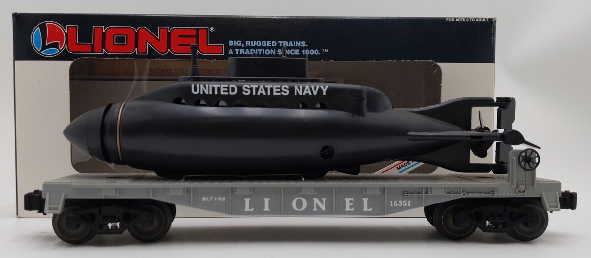 Lionel 6-16351 O Gauge Lionel Lines Flatcar with Navy Submarine EX/Box
