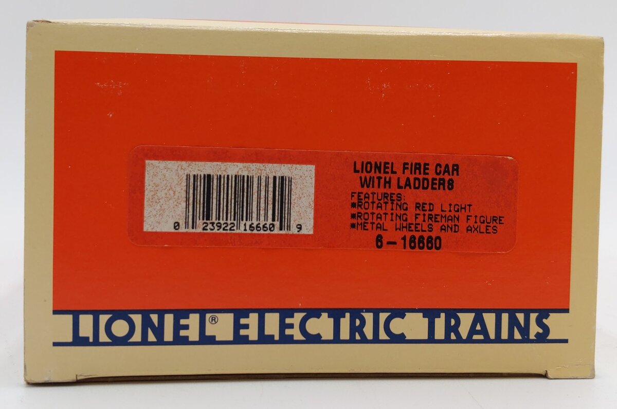 Lionel 6-16660 O Gauge Lionel Operating Fire Car With Ladders (Yellow) LN/Box