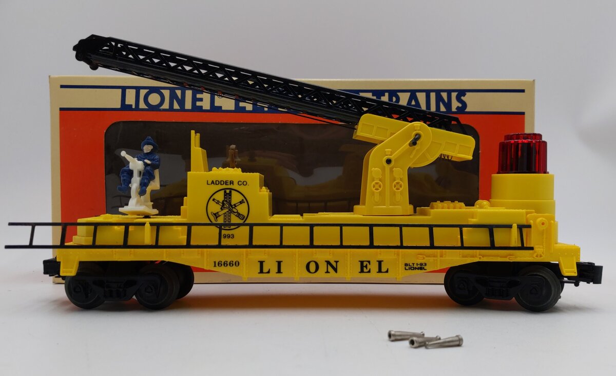 Lionel 6-16660 O Gauge Lionel Operating Fire Car With Ladders (Yellow) LN/Box