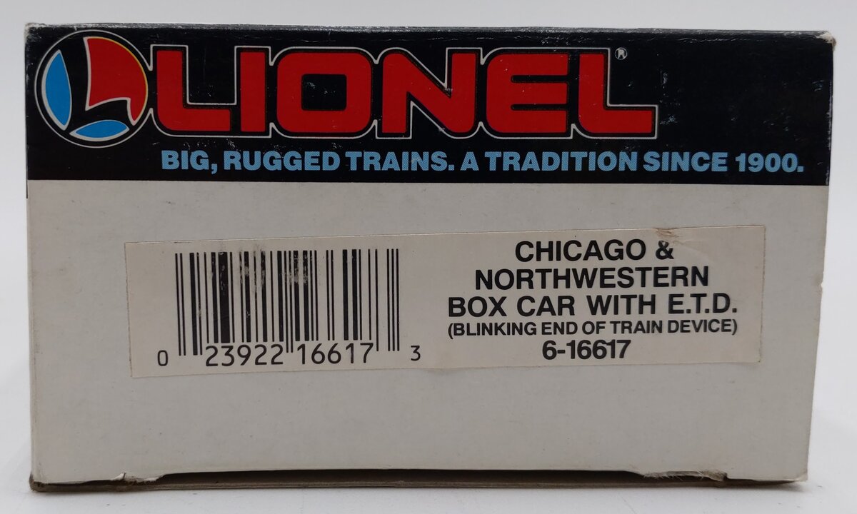 Lionel 6-16617 O Gauge Chicago & Northwestern Boxcar with ETD EX/Box