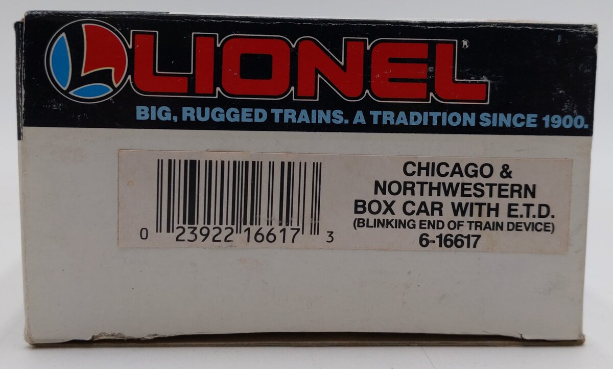 Lionel 6-16617 O Gauge Chicago & Northwestern Boxcar with ETD EX/Box