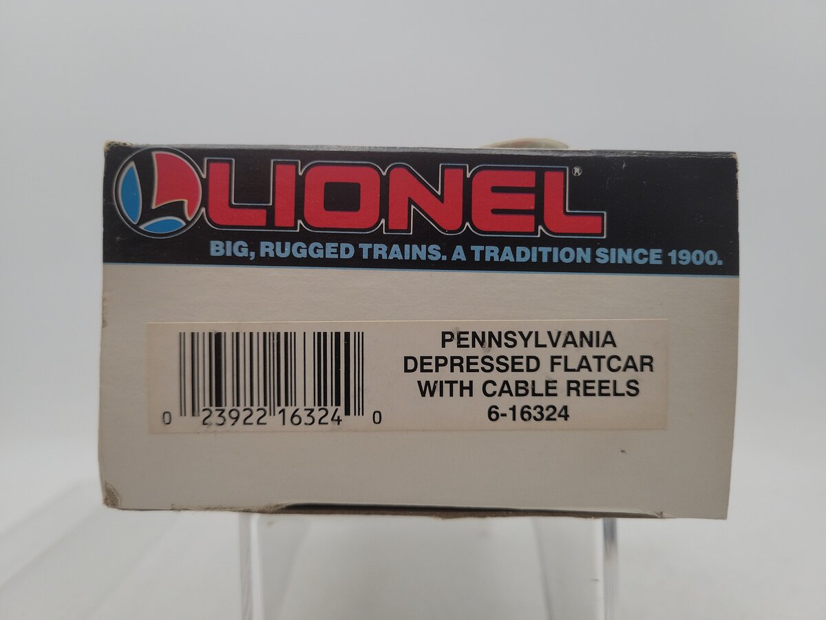 Lionel 6-16324 O/O27 Gauge Pennsylvania Depressed Center Flatcar W/Cable Reels EX/Box