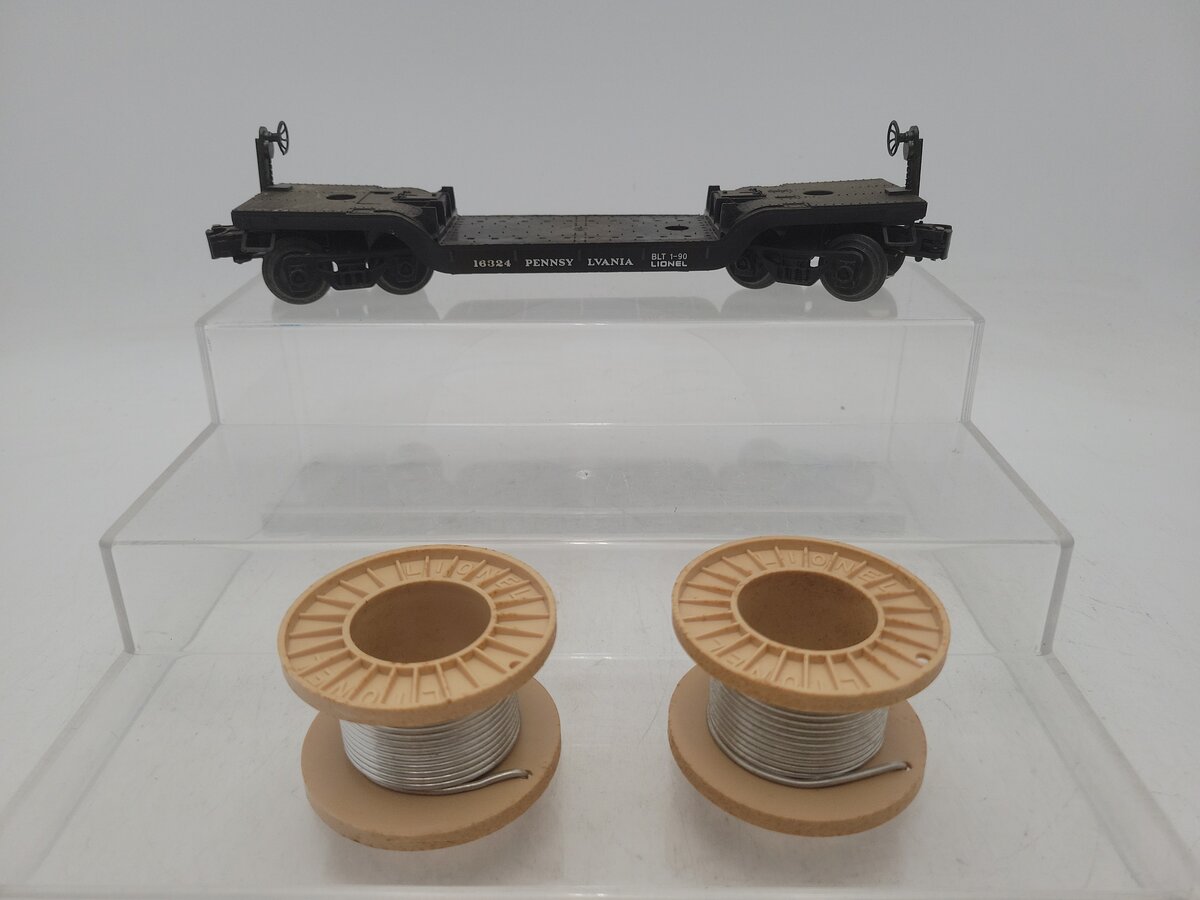 Lionel 6-16324 O/O27 Gauge Pennsylvania Depressed Center Flatcar W/Cable Reels EX/Box