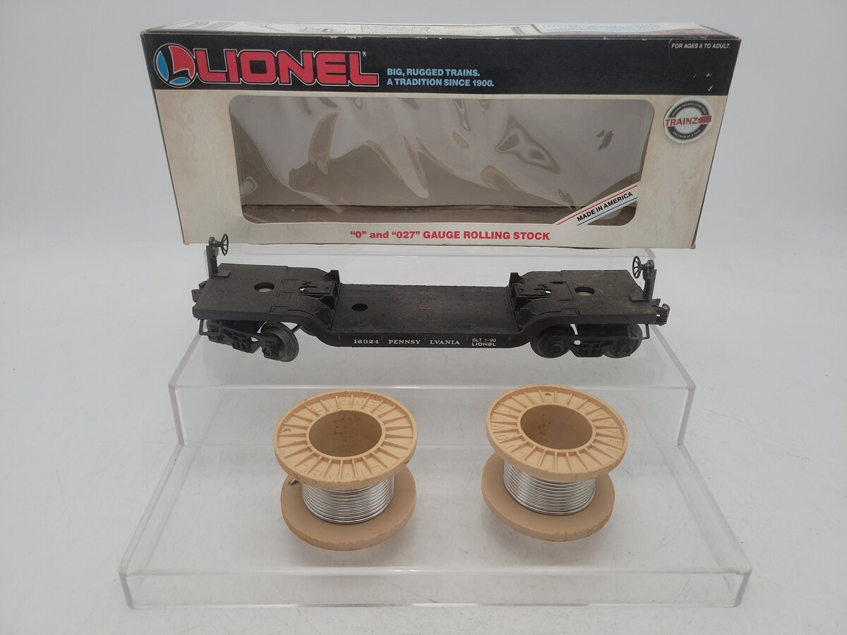 Lionel 6-16324 O/O27 Gauge Pennsylvania Depressed Center Flatcar W/Cable Reels EX/Box