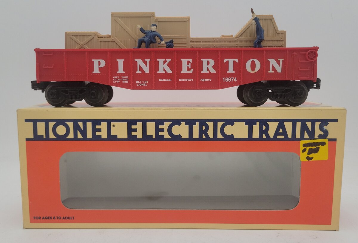 Lionel 6-16674 O Gauge Pinkerton Animated Gondola EX/Box