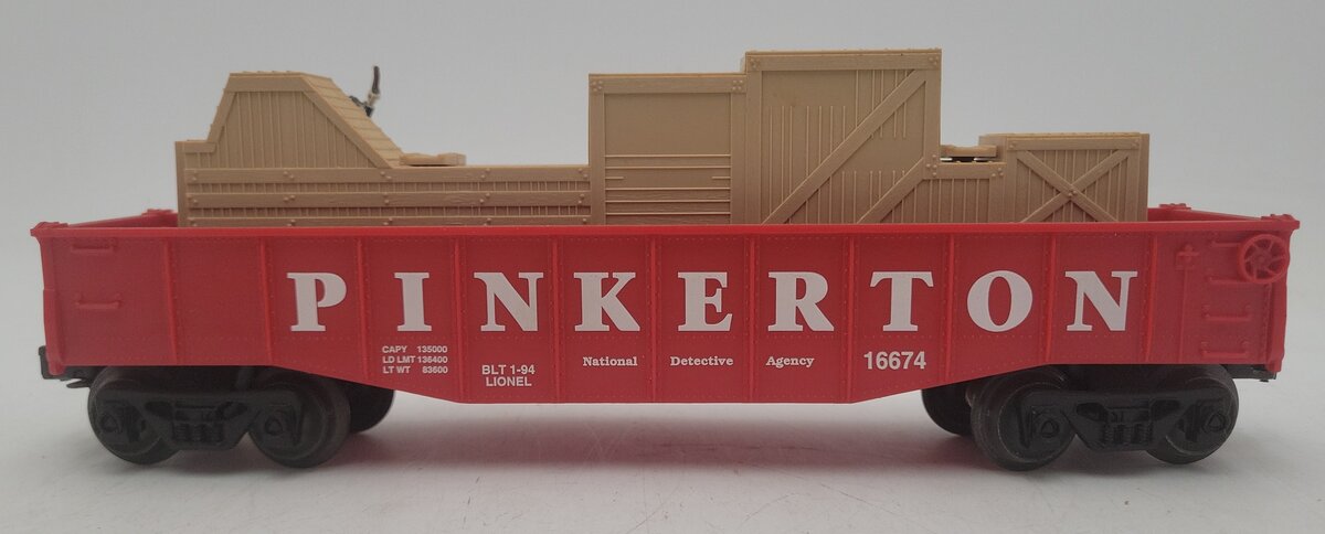 Lionel 6-16674 O Gauge Pinkerton Animated Gondola EX/Box