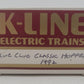K-Line K90002 O Gauge 1992 Collector Club 2-Bay Covered Hopper Car #90002 EX/Box