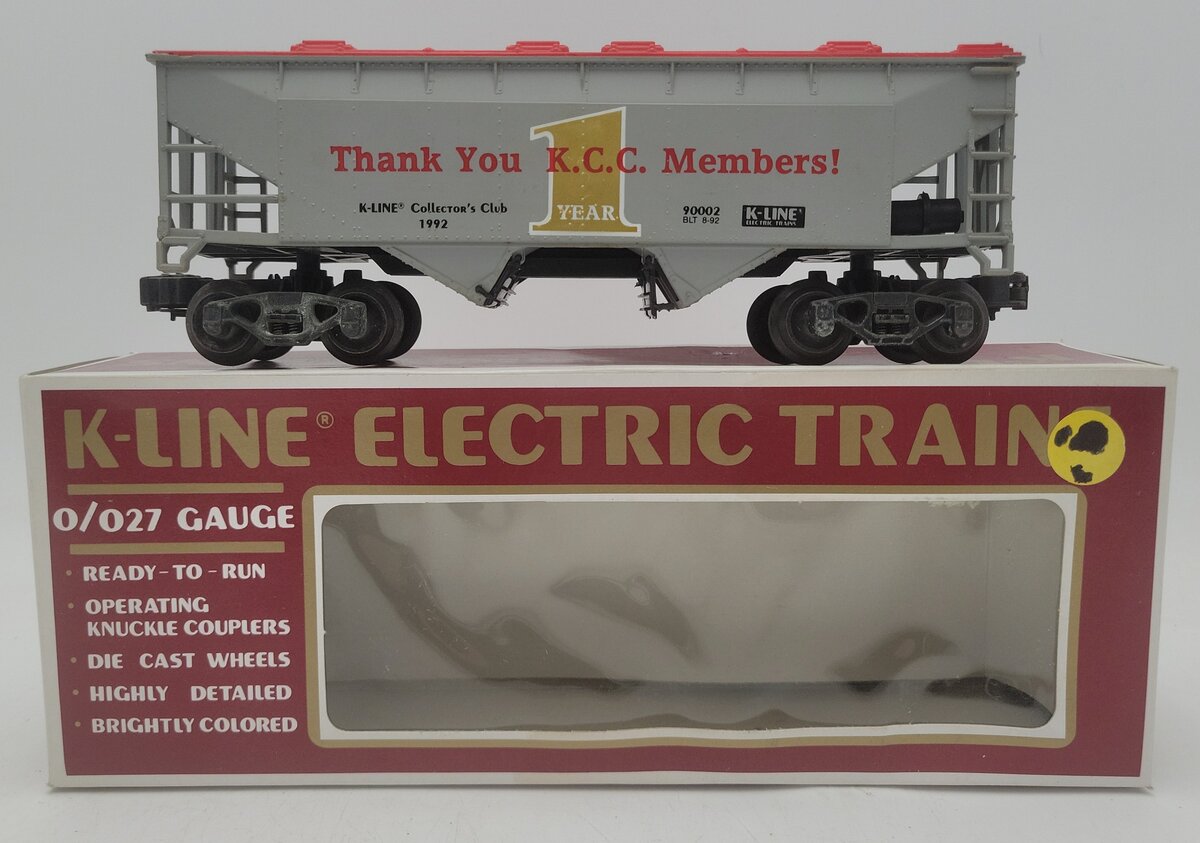 K-Line K90002 O Gauge 1992 Collector Club 2-Bay Covered Hopper Car #90002 EX/Box