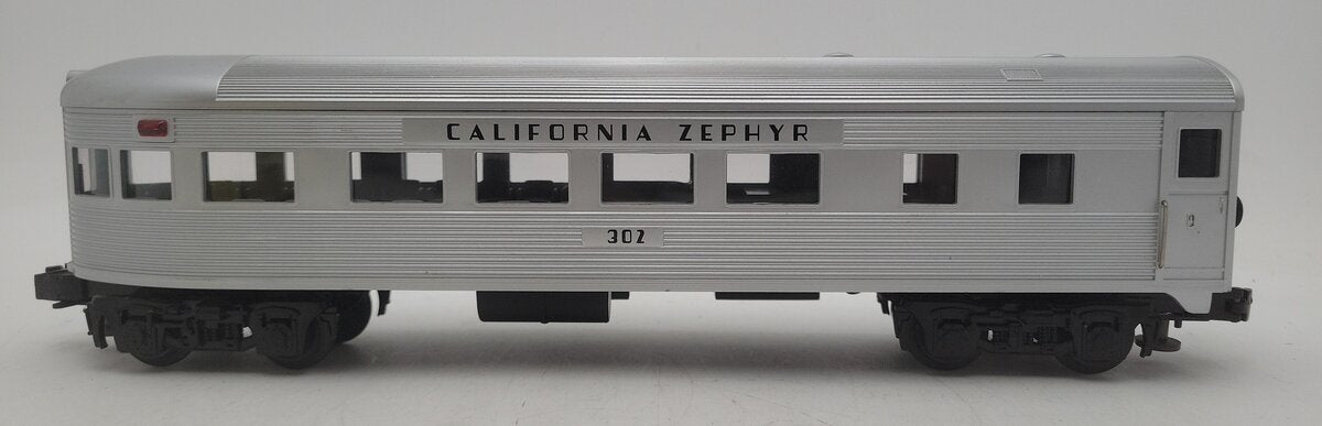 MTH 30-6053 O California Zephyr Streamlined Observation Car #302 EX/Box