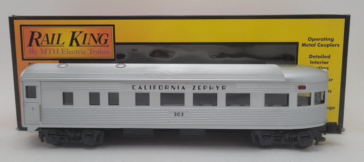 MTH 30-6053 O California Zephyr Streamlined Observation Car #302 EX/Box
